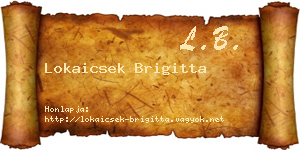 Lokaicsek Brigitta névjegykártya